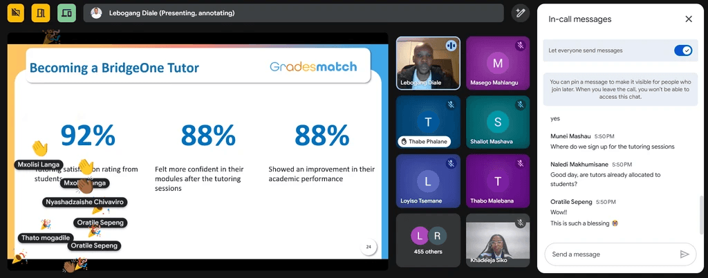 BridgeOne tutor success metrics