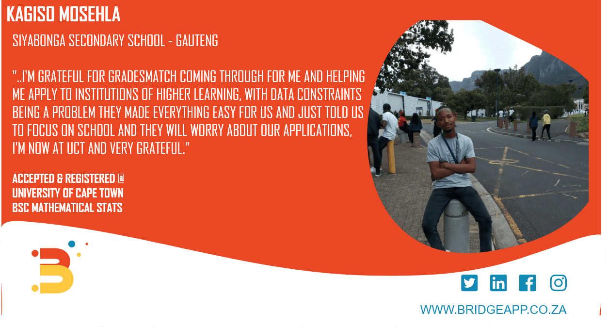 Student testimonials from Bridge sponsored university applications programme