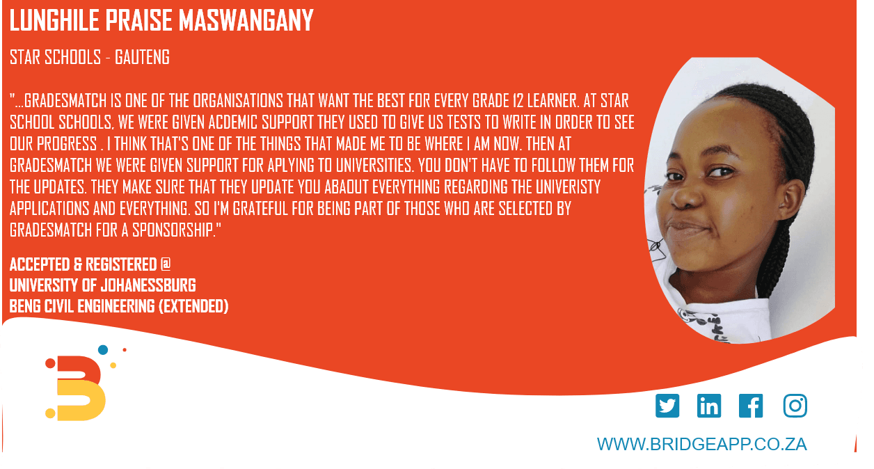 Student testimonials from Bridge sponsored university applications programme