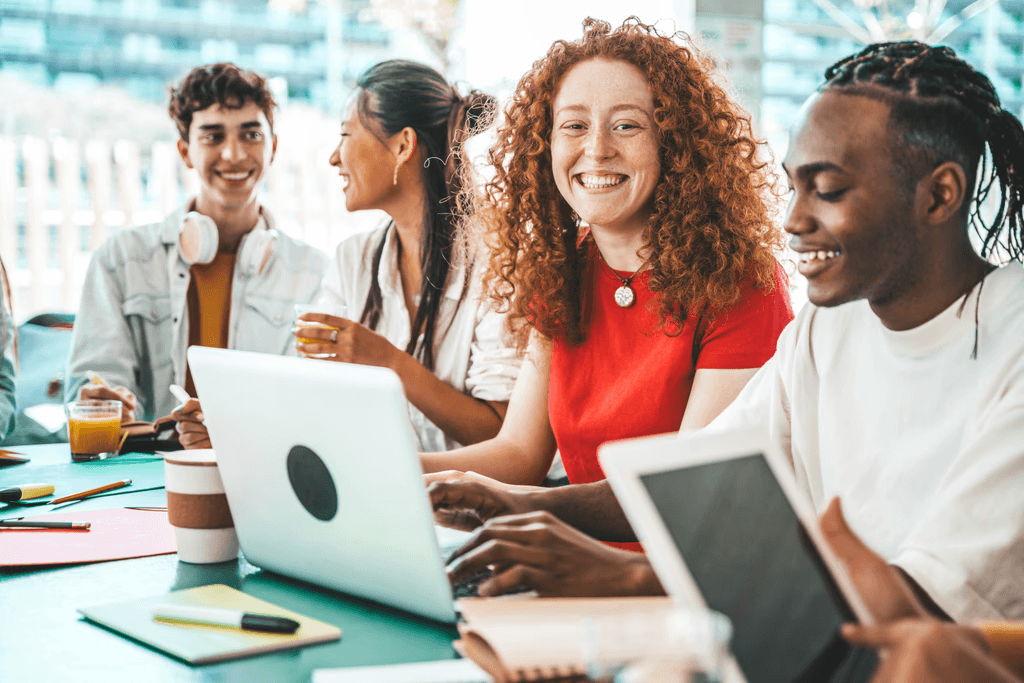Diverse group of students collaborating